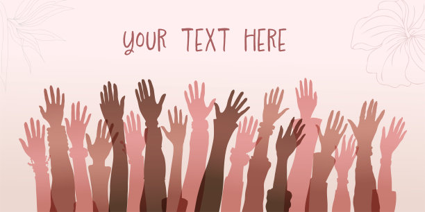 一群多文化女性举起了手和手臂。国际妇女节。Allyship平等。女性社会群体文化多元。赋权或包容。横幅复制空间图片下载
