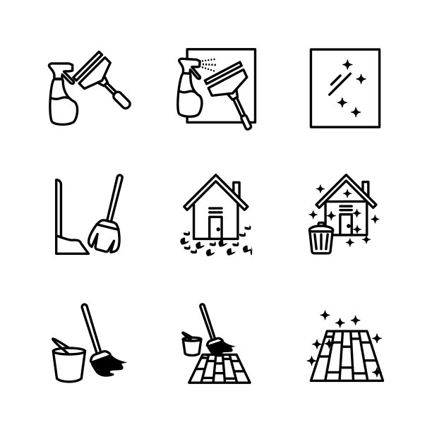 清洗活动图标设置矢量模板说明图片下载