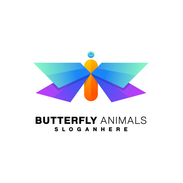 彩色蝴蝶设计梯度矢量图片下载