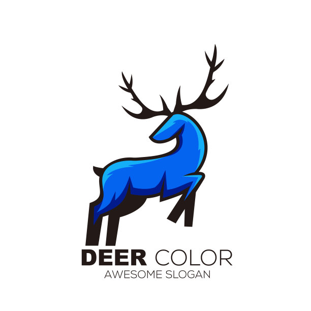 鹿跳插图设计吉祥物五颜六色图片下载