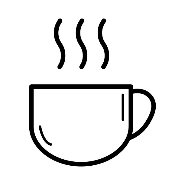 咖啡图标，早餐饮料咖啡馆，卡布奇诺，热简单孤立的插图，矢量线图片下载