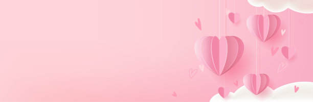 情人节，母亲或妇女节贺卡，横幅或海报模板。节日背景与节日纸心形装饰和空背景。图片下载