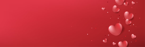 情人节，母亲或妇女节贺卡，横幅或海报模板。节日红色背景与节日红色心形装饰和空背景。图片下载
