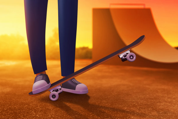 街头滑板手3d插图图片下载