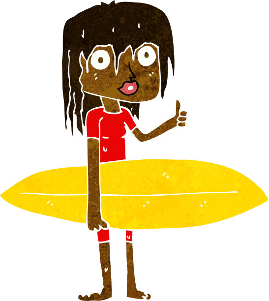 卡通冲浪女孩图片下载