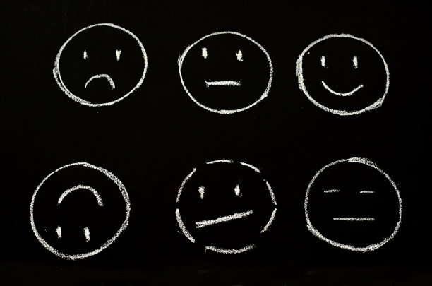 黑板上画着不同情绪的面孔图片下载