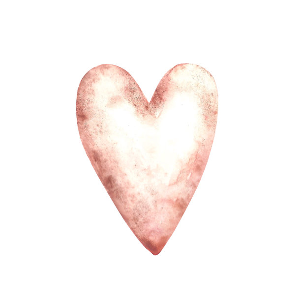 白底水彩画的心。热爱设计元素。图片下载