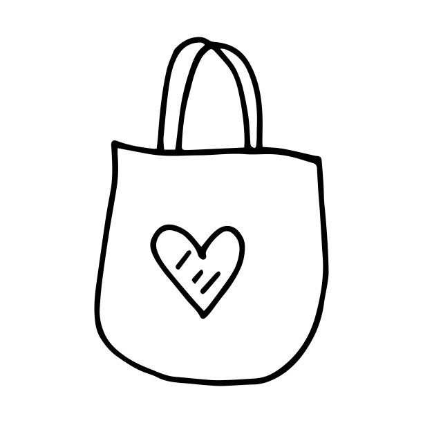 包与心涂鸦风格矢量插图孤立在白色图片下载