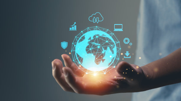 数字化转型，人使用信息图云计算，云技术是集中收集生活方式、购物和全球金融生态系统的图标概念图片下载