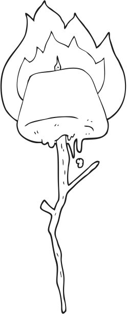 手绘黑白卡通烤棉花糖图片下载