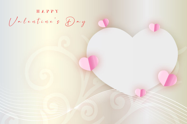 情人节可爱的纸心横幅图片下载