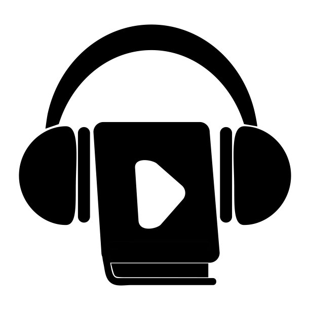 简单矢量黑色图标，有声书，孤立在白色上图片下载