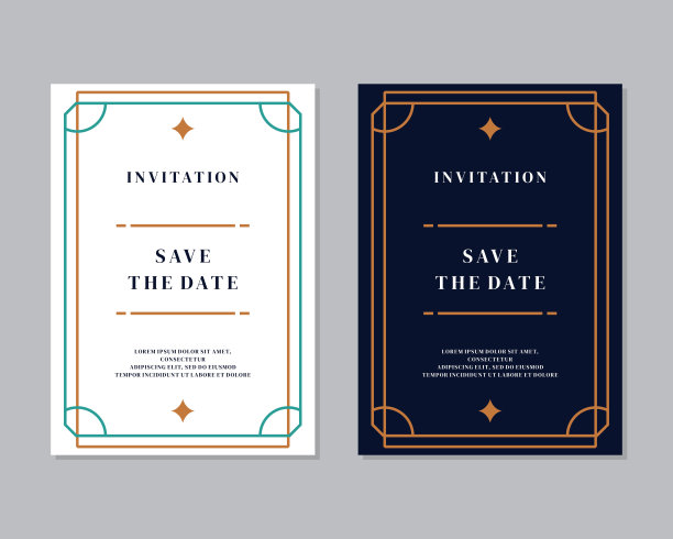 装饰艺术婚礼请柬矢量。豪华经典古董卡片设计，贵宾邀请图片下载