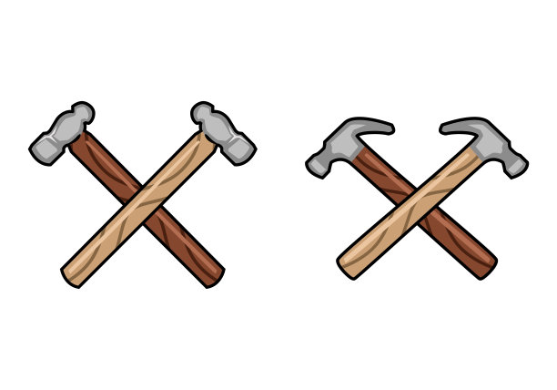 彩色卡通羊角锤。家庭维修的勤杂工工具。图片下载