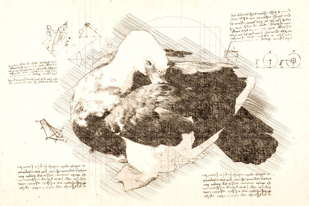 达芬奇风格的放松的莫斯科鸭素描图片下载