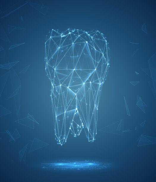 矢量三维牙齿牙科医学。在蓝色背景上图片下载