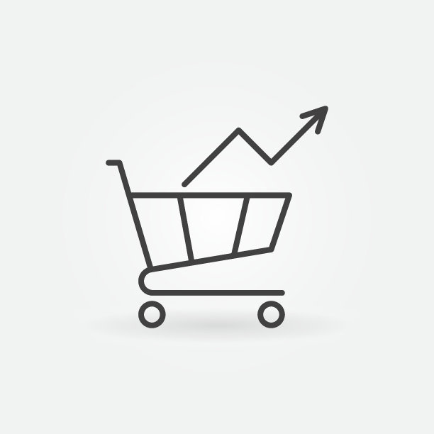 购物车与箭头矢量上涨的价格概念细线图标图片下载