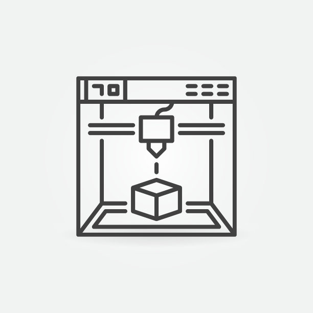 打印机3D打印矢量概念创意线性图标或标志图片下载