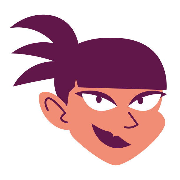 孤立的女人脸头发漫画人矢量插图图片下载