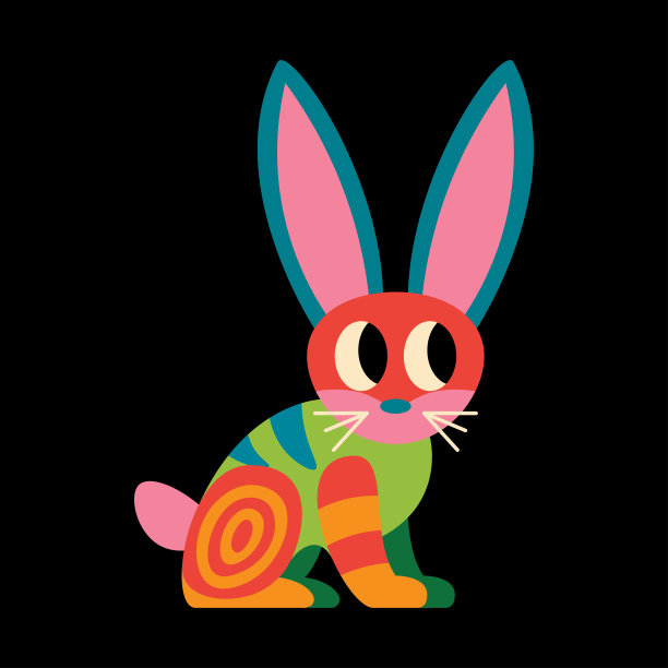 孤立的快乐的alebrije卡通兔子矢量图片下载