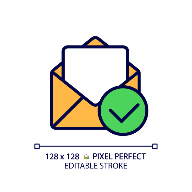 字母与检查标记像素完美的RGB颜色图标图片下载