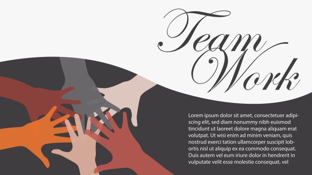 背景插图是一堆彩色的手，象征着团结、团队合作、努力工作、户外活动和聚会。双手叠在一起，代表团聚图片下载