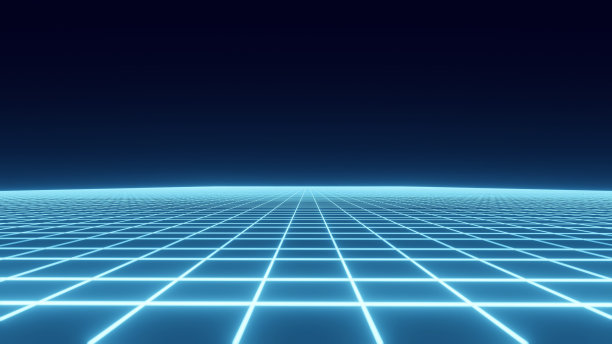 80年代的复古梦幻背景。线框的风景。未来的蓝色霓虹灯风景。3 d渲染。图片下载