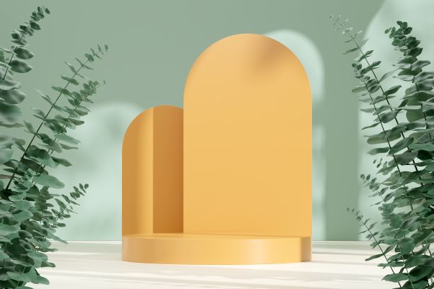 三维插图的空白空间平台展示产品，自然背景图片下载