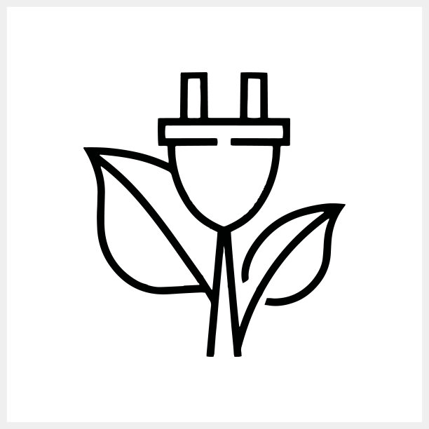 涂鸦：手绘线条的环保电力图标矢量素材图片下载