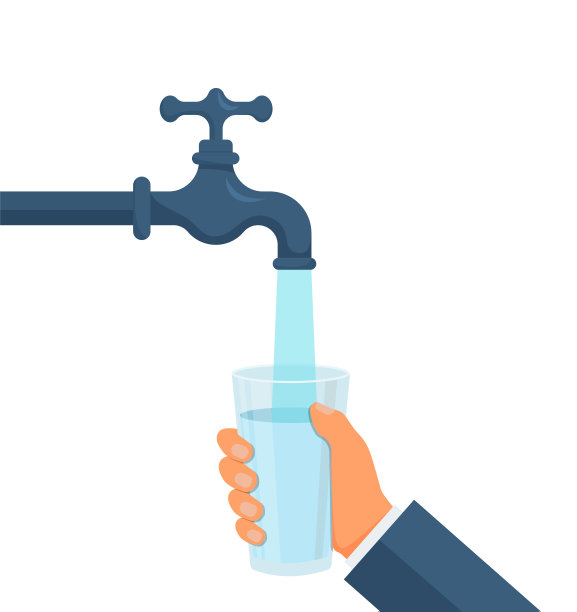用玻璃水龙头。斟杯饮料。矢量插图。图片下载