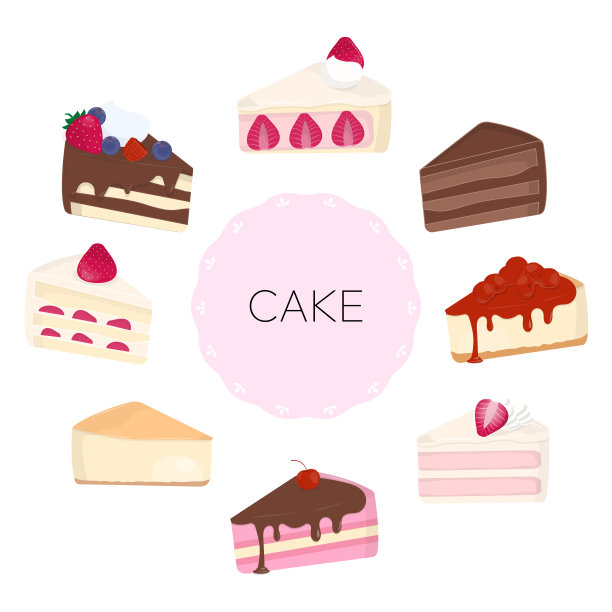 白色背景蛋糕集合图片下载