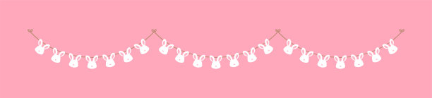 复活节兔子头彩绘剪纸图片下载