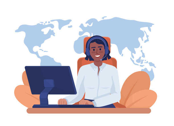 全球客户服务二维矢量隔离图图片下载