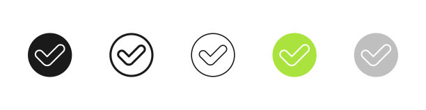 圈设置图标中的勾号。勾选，拒绝，拒绝，确认，确认，回答选项，接受，拒绝，同意。技术的概念。矢量五个图标在不同的风格上的白色背景图片下载