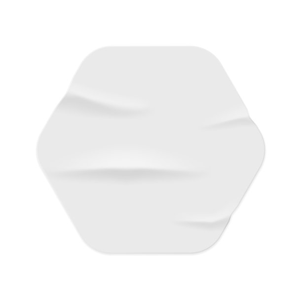 六角无色皱胶贴纸，孤立的皱纸纹理。图标或横幅与空白复制空间的文本或广告。矢量在现实的风格图片下载