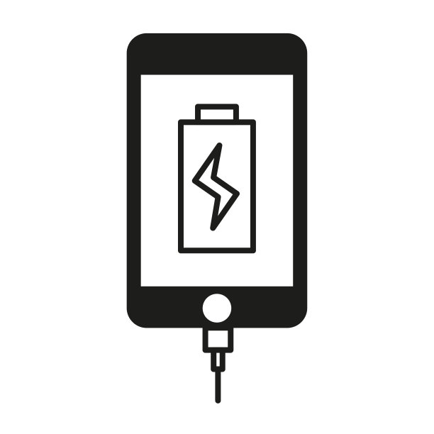 手机充电图标在平面风格。智能设备。矢量插图。图片下载
