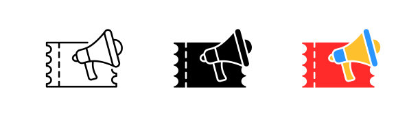 优惠券图标集。喇叭，折扣，价格，商店，产品，促销，活动，纪念品，礼物，百分比，广告，客户。经营理念。不同风格的矢量线图标图片下载