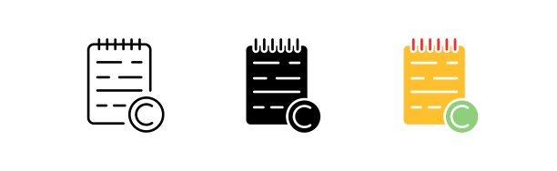 Notes图标设置。摘要，笔记，记事本，笔记本，文件，笔记，书，可视化，纸，笔，信息，形式。信息的概念。不同风格的矢量线图标图片下载