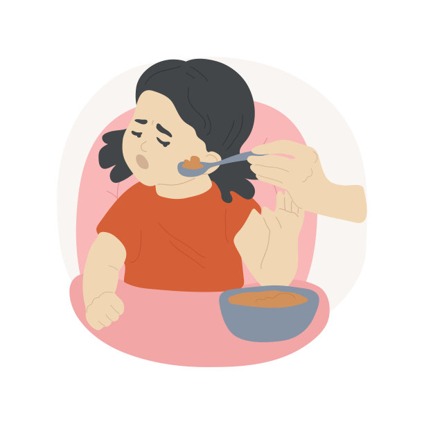 幼儿拒绝吃孤立的卡通矢量插图。图片下载