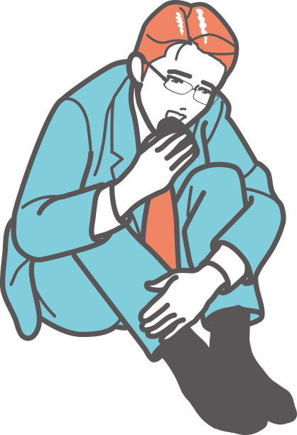 男子抱着膝盖吃饭团。图片下载