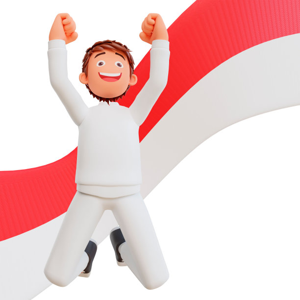 印度尼西亚独立日概念与3D渲染的男性卡通人物庆祝图片下载