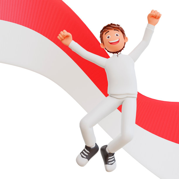 印度尼西亚独立日概念与3D渲染的男性卡通人物庆祝图片下载