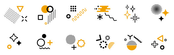 亮片装饰图标集形状，星星几何亮片图案。图片下载