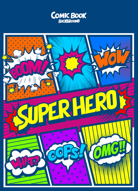 复古流行艺术漫画书杂志，演讲泡泡，气球，盒子消息，超级英雄。图片下载
