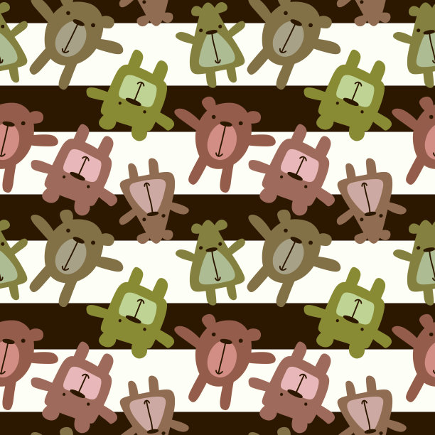 动物熊无缝图案的包装纸和孩子图片下载