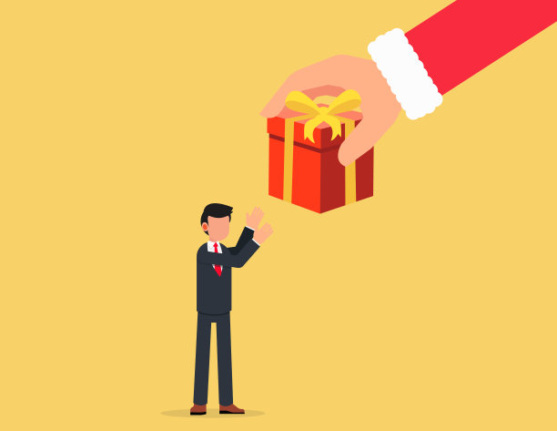 大商人送礼品盒给商人。商务节日庆祝和年终奖金概念。图片下载