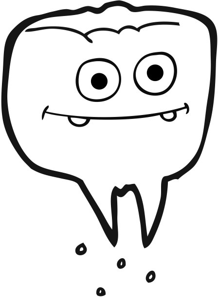 手绘黑白卡通牙齿图片下载