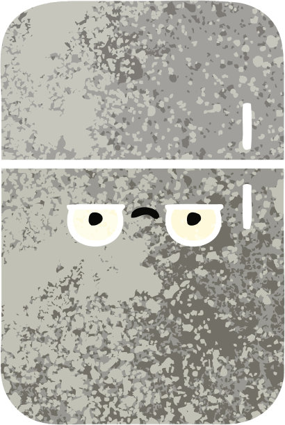 复古插画风格的卡通冰箱冷冻室图片下载