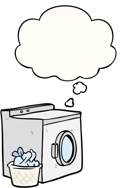 带有思想泡泡的卡通洗衣机图片下载