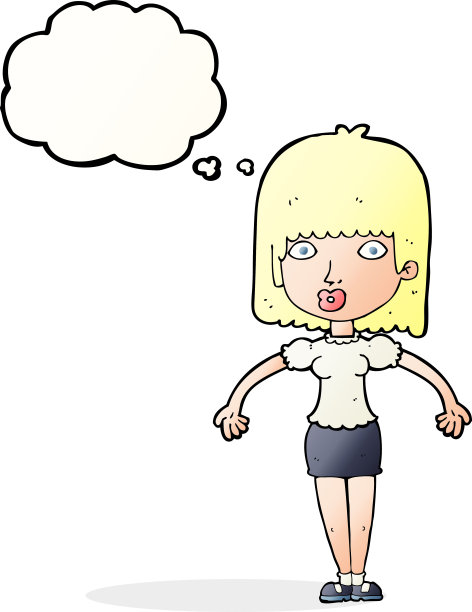 卡通女人与思想泡泡耸肩图片下载